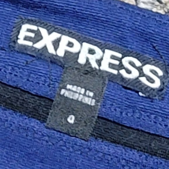 EXPRESS Black Blue Teal Short Stretch Skirt Size 4 - Picture 2 of 15